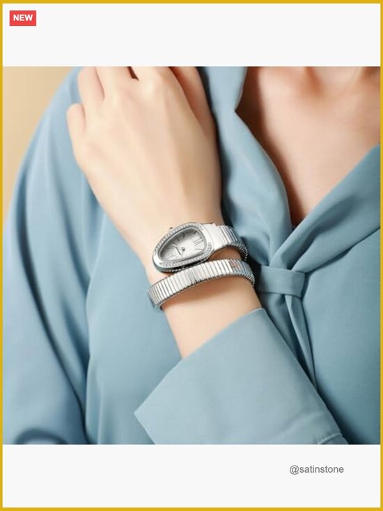 Elegant Snake Wrap Around Bangle Bracelet Watch - Quartz Cuff Wristwatch main image 7